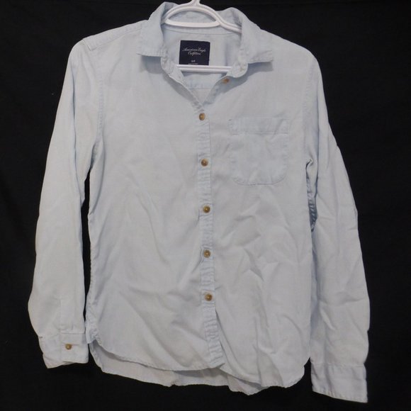 AMERICAN EAGLE, small, light blue, button up shirt